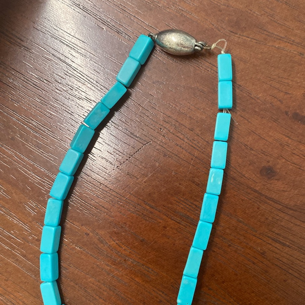 Navajo Native American Turquoise Silver & Mother of Pearl Eagle Necklace - Picture 11 of 17